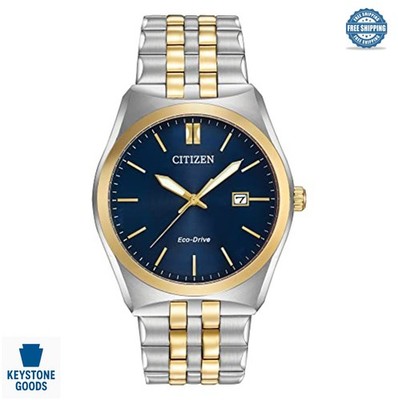 Men's Wrist Watch Eco-Drive 3-Hand Date Two-Tone Stainless Steel 100m Water