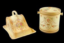 ANTIQUE CROWN DEVON FIELDINGS CHEESE DOME  & BISCUIT BARREL SH35