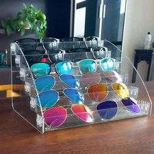 Minesign Sunglasses Organizer Clear Eyeglasses Display Case Sticker Display Tray