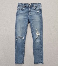 AGOLDE Women's Sophie Premium Jeans Sz W27 Distress Stretch Mid Rise Blue Rinse