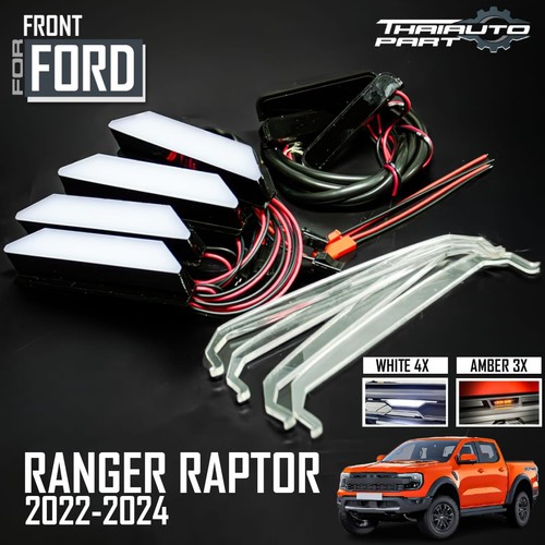 Fit Ford Ranger Raptor 2022-24 Next-Gen 4X White 3X Amber Led Front Grille Light - Picture 2 of 12
