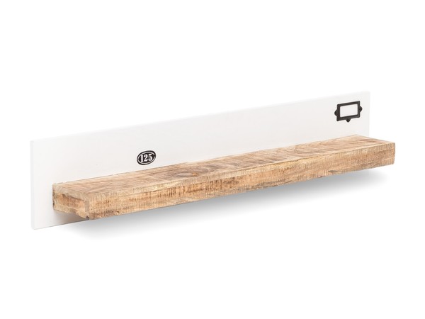 Wandregal Pune 110Cm Wandboard Holz Metall Mix Weiß Braun Holzregal Mango Massiv-image