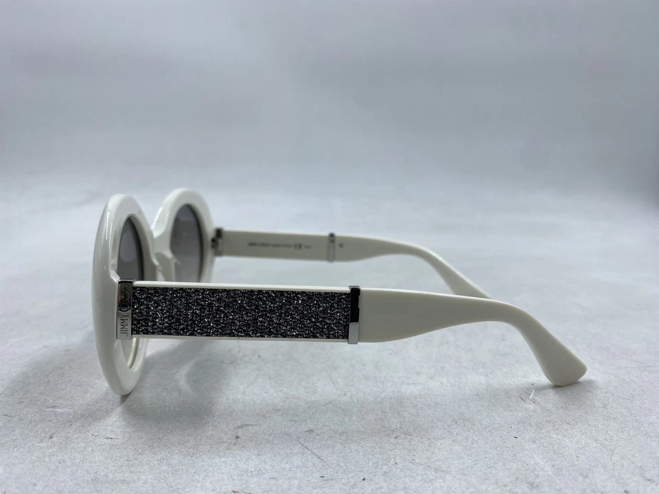Óculos de sol feminino Jimmy Choo branco glitter redondo - Imagem 4 de 4