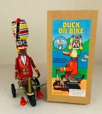 Schylling Collector Series Duck On A Bike Wind Up Tin Toy with Box