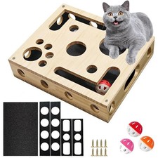 Cat Scratch Puzzle Enrichment Box, Interactive Cat Nail File Box with Sandpaper