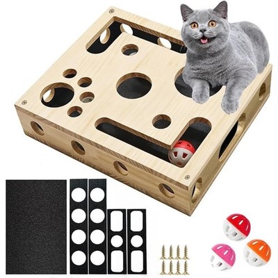 Cat Scratch Puzzle Enrichment Box, Interactive Cat Nail File Box with Sandpaper