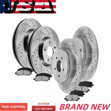 11.10" Front 10.24" Rear Drilled Rotors Brake Pads Kit for Civic Honda Acura ILX