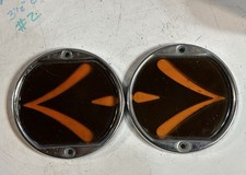 Early Pair Vintage Sparton Teleoptic Turn Signal Light Lenses Bezels Car 2 Early Pair Vintage Sparton Teleoptic Turn Signal Light Lenses Bezels Car 2