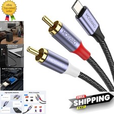 USB C to RCA Audio Cable 6.6FT, USB-C to 2 RCA Type C to RCA Male to Male Y S...