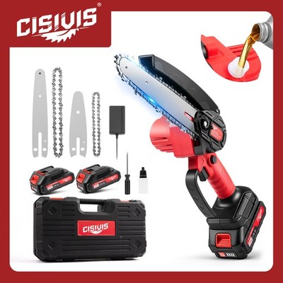 4/6inch Electric Mini Chainsaw Handheld Cordless Wood Cutter Saw with 2 Battery