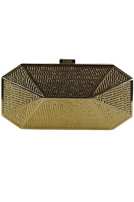 STARK GEPRÄGTE GOLDFARBENE CLUTCH