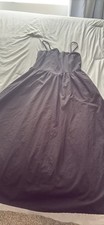 Jjexx Women's Black Solid Square Neck Smocked Strappy Maxi Dress Size M