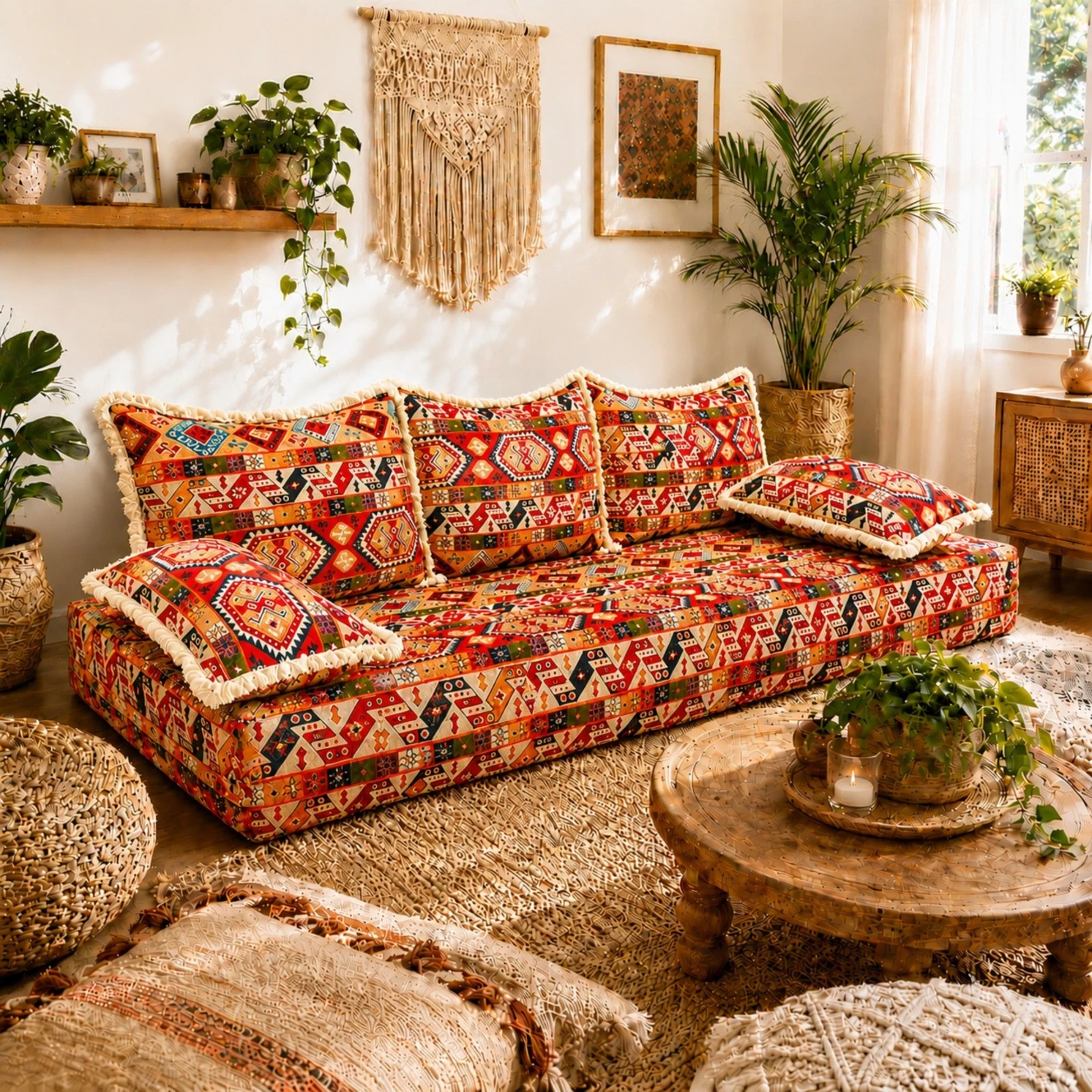 Arabic Majlis Sofa Set Bohemian Floor Couch Traditional Moroccan Floor Sofa
Opens in a new window or
