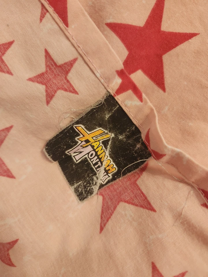 RARO Y2K Hannah Montana Hoja Doble Plana Disney Miley Cyrus Estrellas Rayas Rosa Foto 4 de 4