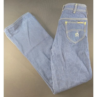 Vintage Hash Jeans Dark Wash Flare Leg Denim Star Pocket High Rise Trousers 27 - Image 1 of 4
