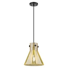 Innovations Newton Cone 1Lt 10" Cord Pendant, Black/Merc - 410-1PM-BK-G411-10ME