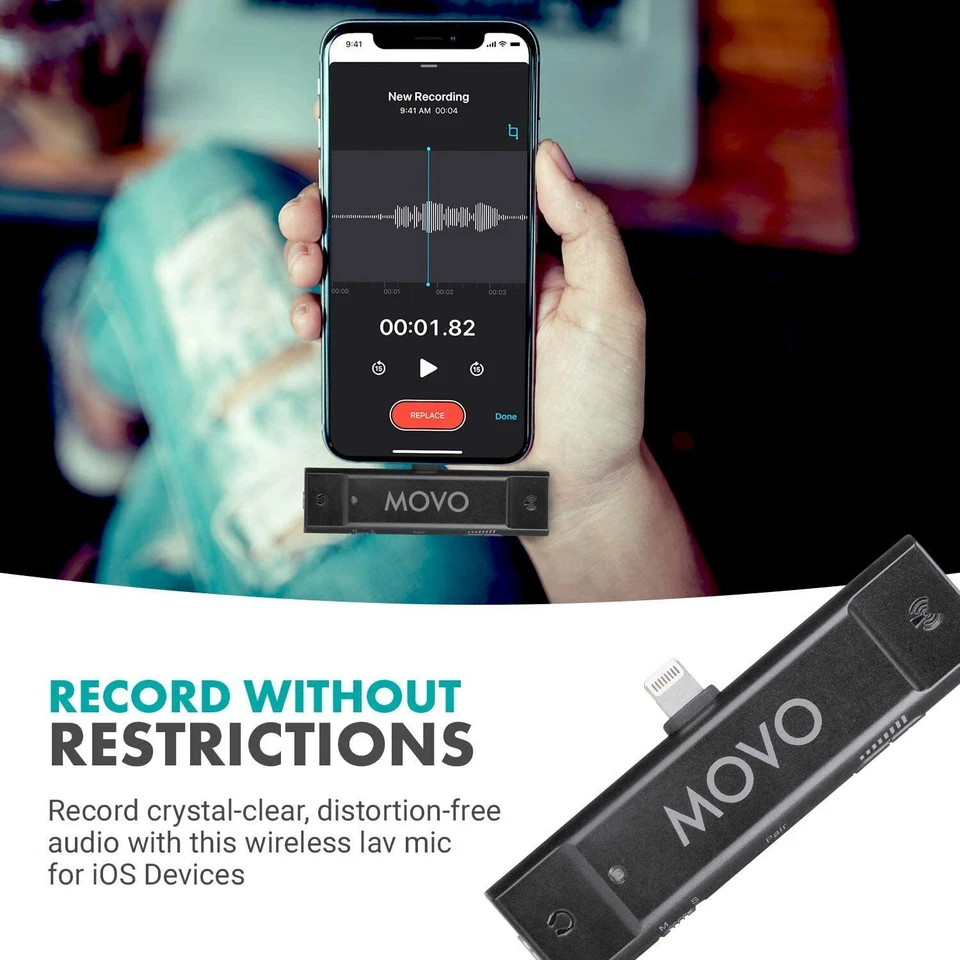 Movo EDGE-DI-DUO Wireless Lavalier Microphone System for iPhone, Lightning, iOS - Image 2 of 4