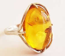 BALTIC AMBER 100 925 STERLING SILVER RING GORGEOUS NATURAL Amber 2.5gr SZ 7