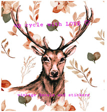 FURNITURE TRANSFER HUNTING LODGE DESIGN STAG / DEER BOTANICAL RUB ON WATERSLIDE