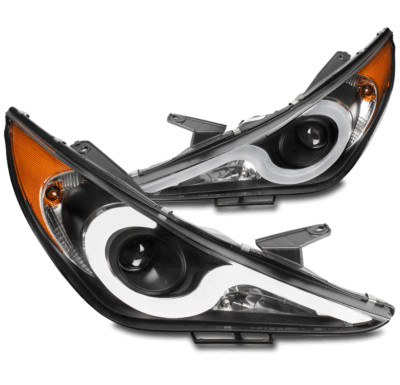 For 11 12 13 14 Sonata LED Tube Projector Headlights Headlamps Lamps Black LH+RH