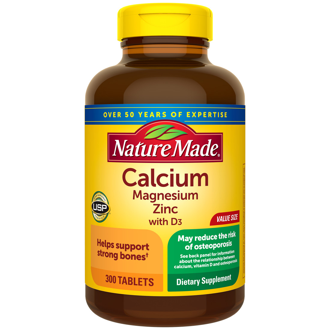 Calcium Magnesium Zinc + Vitamin D3, 300 Tablets Strong Bones, Anti Osteoporosis