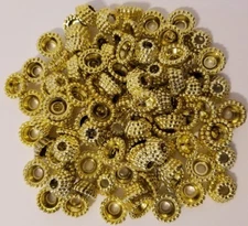 Lot of 100 Metallic Gold Plastic Crown Rings Bead Caps Crafts Ornaments Beading