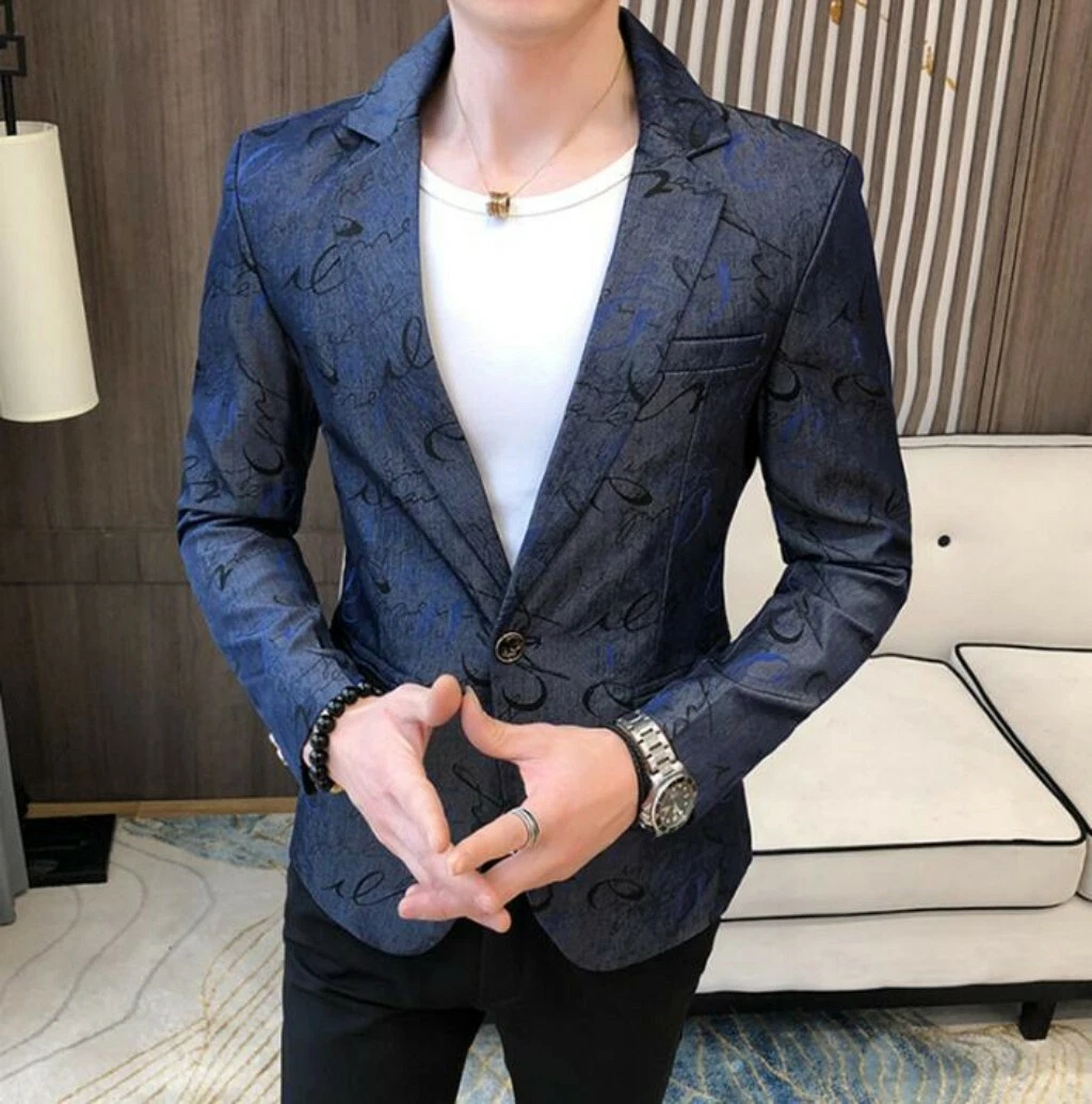 Printed blue shop blazer