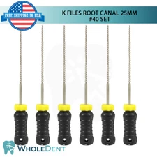 K Files Ro0t Canal 25mm Hand Endo Dental Hedstrom 6pcs Pack Reamers #40