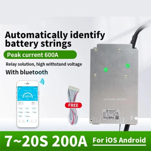 JBD Smart BMS Same Port Balance 7S-21S 48V-72V 200A Li-ion BT/UART/CAN/485/LCD - Bild 21 von 22
