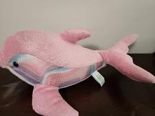 2020 Aurora PINK DOLPHIN 15" Plush Glitter Destination Nation Stuffed Animal