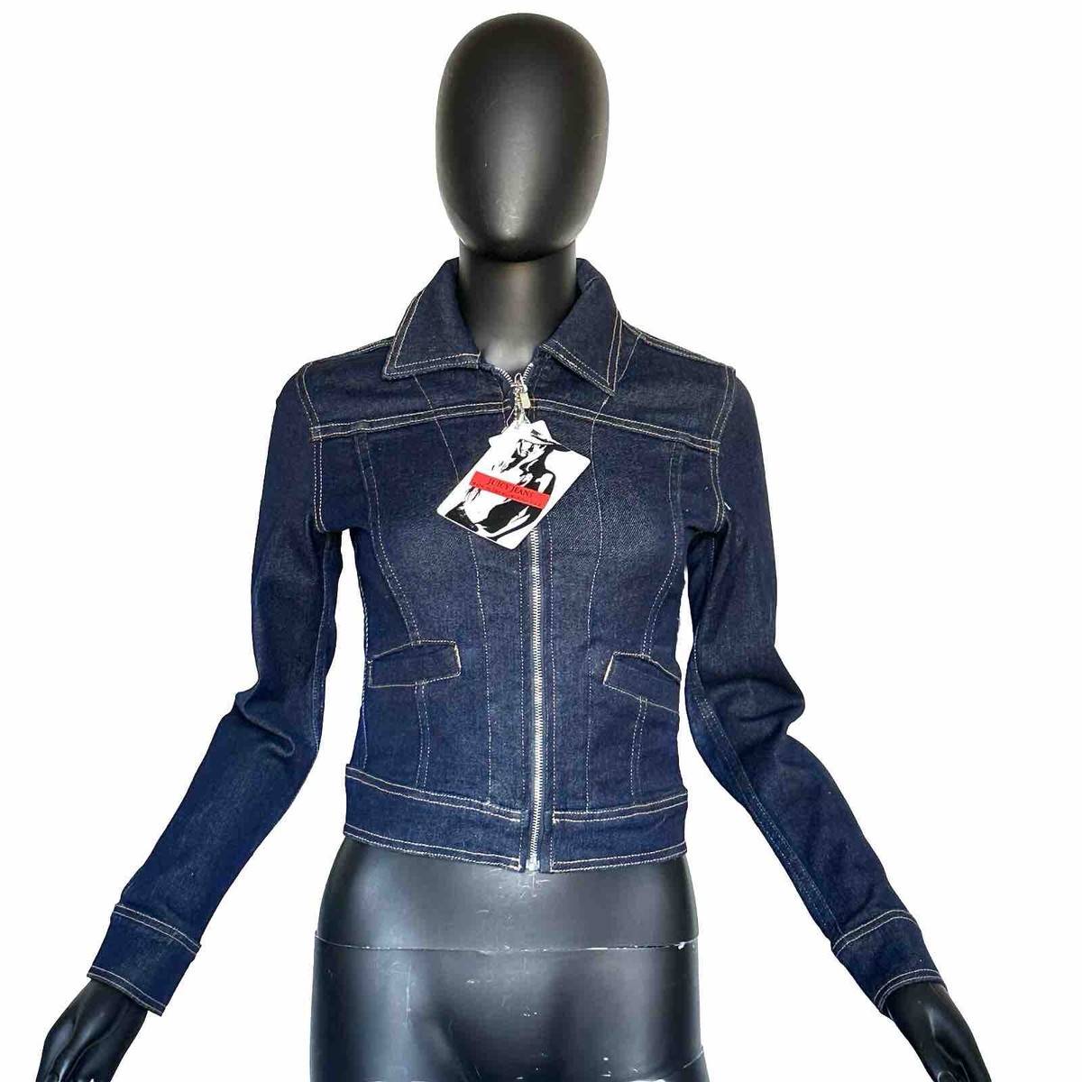 ジューシークチュール　デニムジャケット NWT Juicy Couture Denim Jacket Zip Front Dark Wash Size S