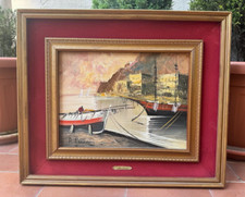 DIPINTO OLIO SU TELA - MARINA - BARCHE - ORMEGGIO - FIRMATO ALDO PIRONTI