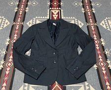 Talula Babaton Size 4 Solid Blazer Single Breasted Wool Blend Coat Striped T68