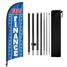 FSFLAG Easy Finance Feather Flag 8FT with Pole and Stake for Finance Business