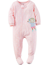 NWT  FOOTED FLEECE  CARTERS Sz 4T MONKEY Girls Pajamas  NEW