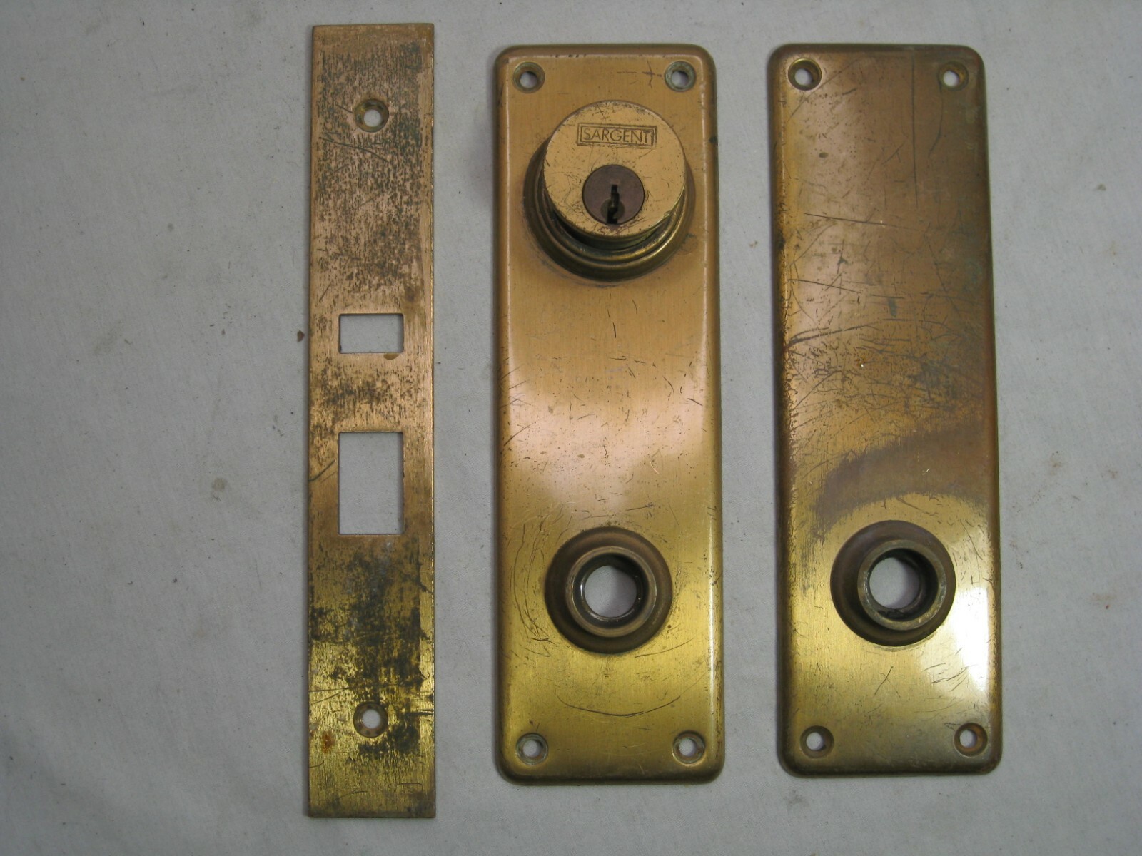 vintage antique plates door hardware plate cover Sargent lock parts A