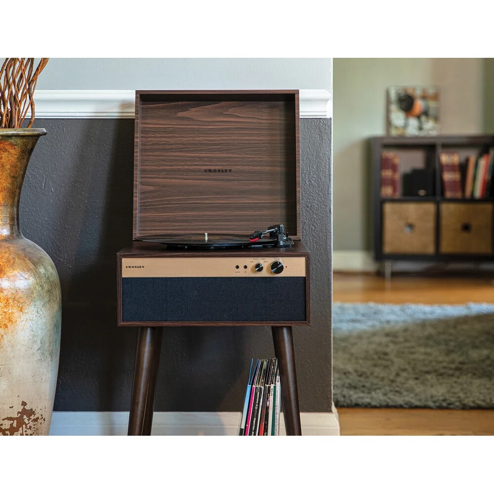 Crosley CR6236A-WA Jasper 3-Speed Bluetooth Record Player Walnut with Stand