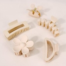 5 Pack Large Hair Clips for Thick Hair - Neutral 5 Count Pack of 1 Khaki