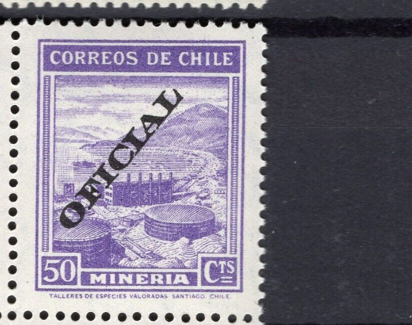 CHILE 1940-46 Sc.O48 50c violet minning OFICIAL MNH watermarked