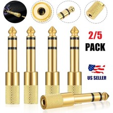 5Pcs 6.35mm 1/4" Male to 3.5mm 1/8" Female TRS Stereo Audio Headphone Adapter US