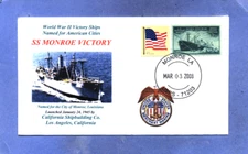 MONROE VICTORY Ship named: City in Louisiana Color Ship Cachet Handstamp PM