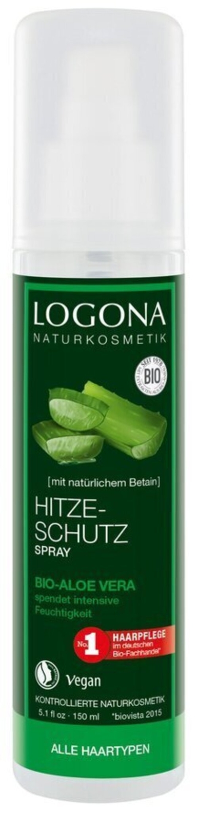 LOGONA Hitzeschutz Spray Bio-Aloe Vera 150ml - spendet intensive Feuchtigkeit