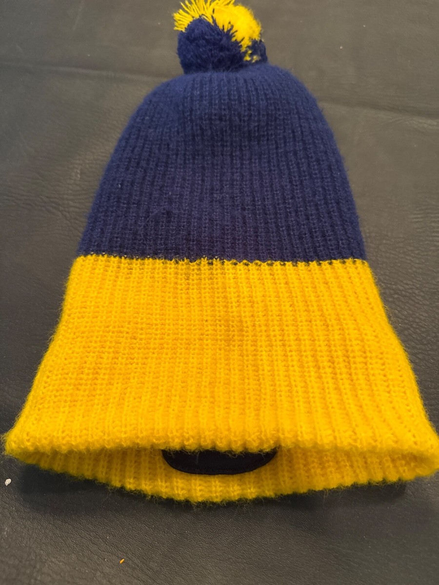 Clarion State Pom Pon Hat Cap Blue & Yellow Gold Vintage | eBay