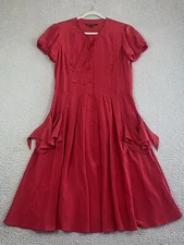 Lafayette 148 New York Short Sleeve Silk Dress Pockets Flowy Women’s Red Size 8