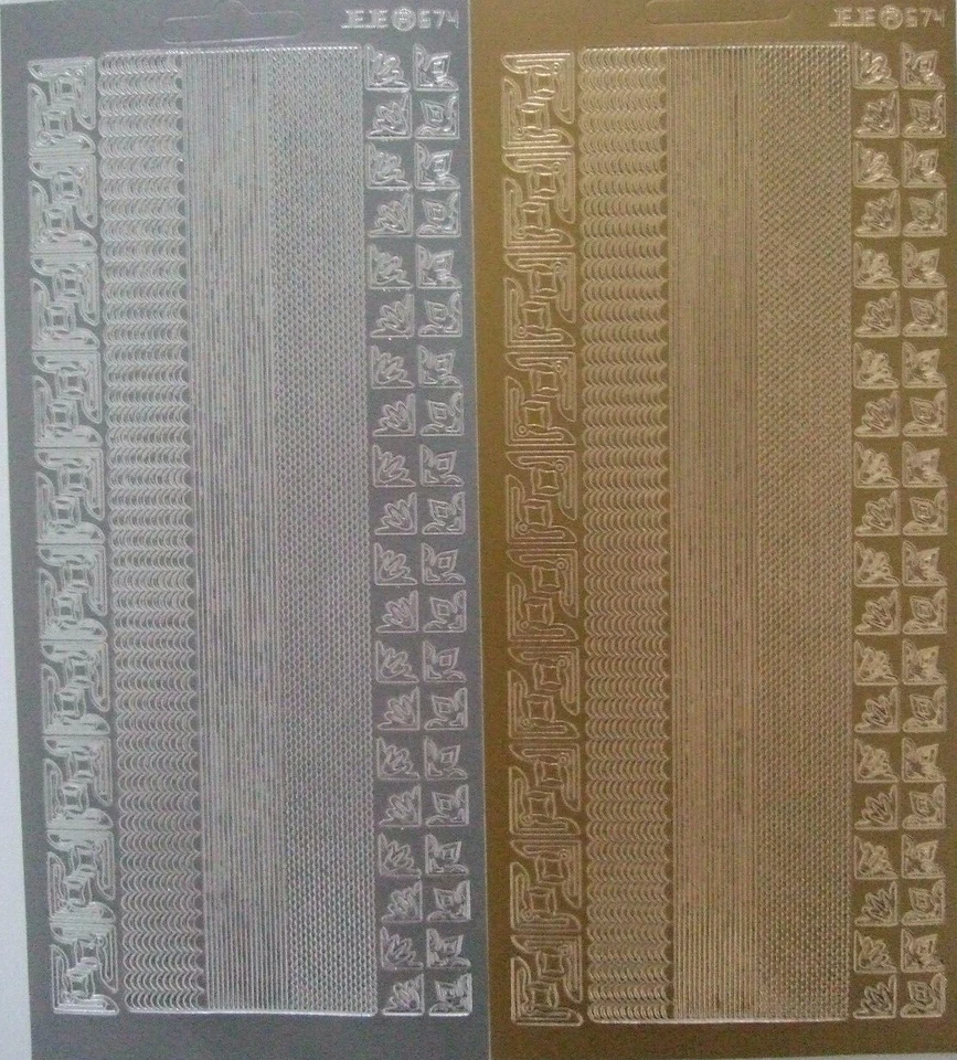 UNKNOWN 2 sheets Border and Mini Corner Peel-offs Gold + Silver on each sheet
