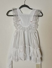 Vintage Bryan Girls Dress whit and pink Color Bow Ruffle Lace size 6 Made USA