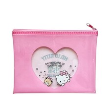 Hello Kitty Pink Heart vinyl Zipper Pouch organizer 7"x5"