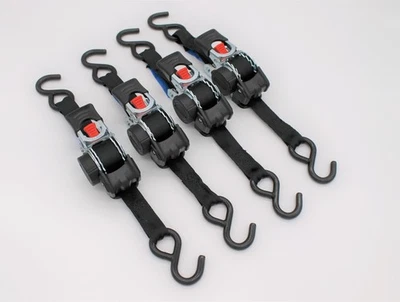 Automatik-Spanngurt/Zurrgurt, LxB: 1,8 m x 25 mm, mit S-Haken, schwarz, 4 Stück - Bild 1 von 4