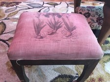 Low Oak Stool With Soft Seat Pad With Four Square Legged 1930?s Style 15?x12??.