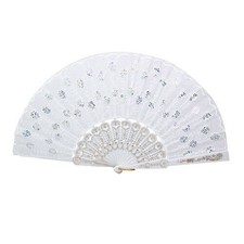 Spanish Lace Silk Folding Hand Held Dance Fan Flower Pattern for Party Wedding